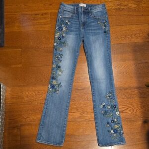 DRIFTWOOD Kelly Dragonfly Floral Embroidered Jeans 24